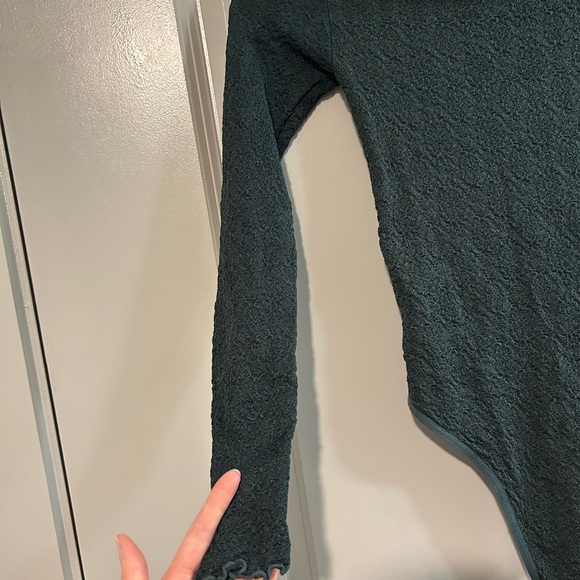 Free People Ruffled Mara Mock Neck Textured Top - Deep green - Picture 4 of 8